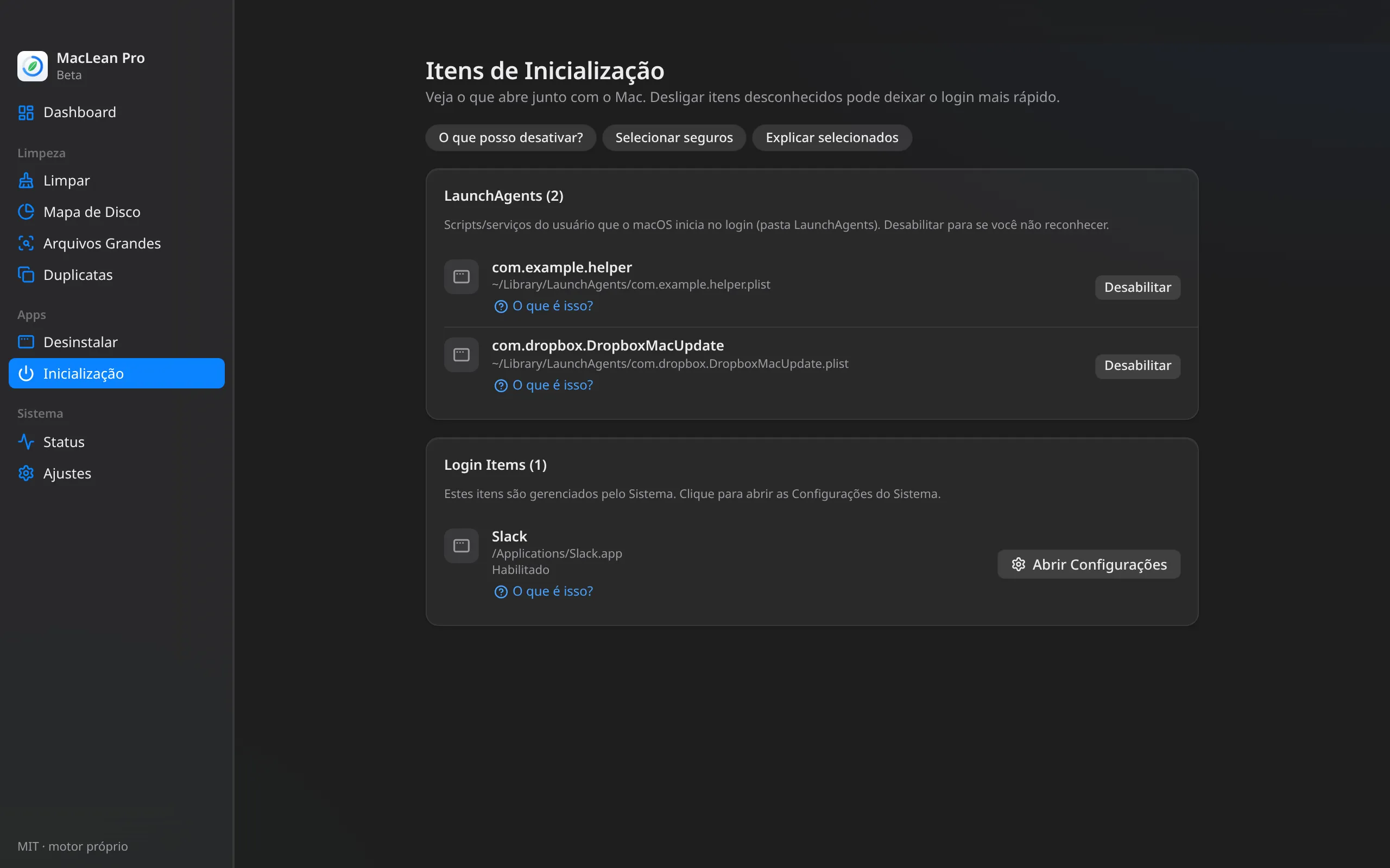 MacLean Pro — Inicialização